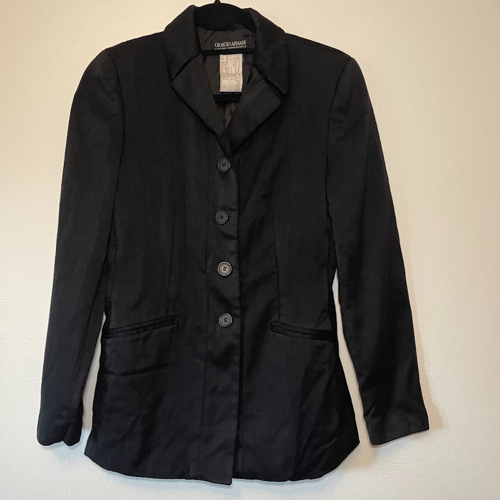 Giorgio Armani Women's Black Wool Blazer Jacket Made in Italy Sz 40 Giacca Donna